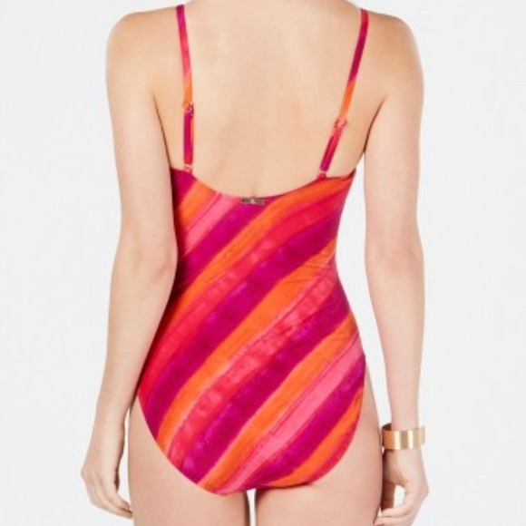 SOLD*** Ralph Lauren Painted Stripe Underwire Tummy-Control Swimsuit - Picture 6 of 10